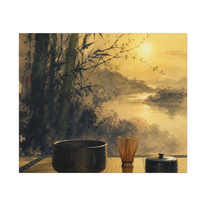 Tea Ceremony Sumi E Canvas Art | Contemplative Zen Art