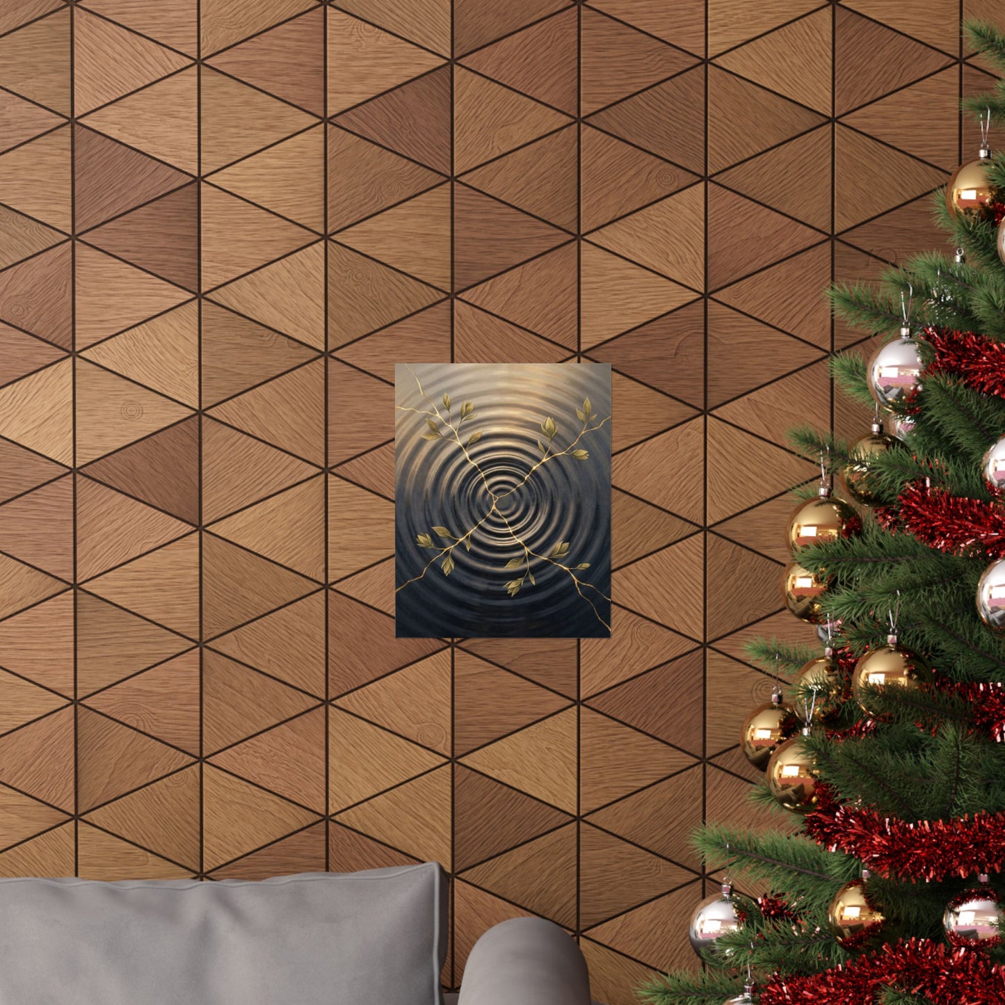 Kanso Water Ripple Wall Art Print - Kintsugi Gold Vein