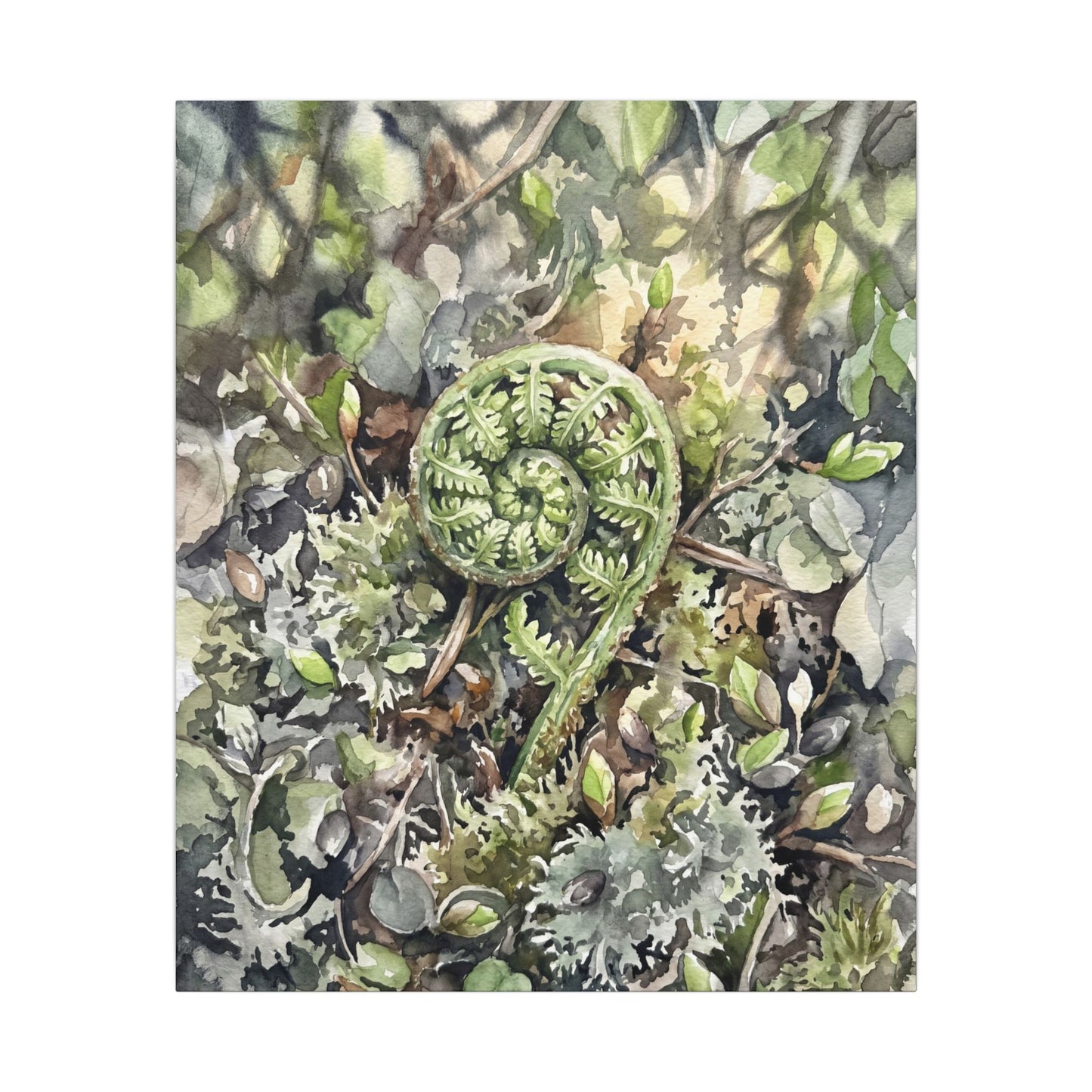 Fern Unfurling Spring Canvas Art | Japandi Neutral Design
