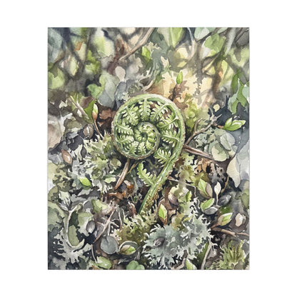 Fern Unfurling Spring Canvas Art | Japandi Neutral Design