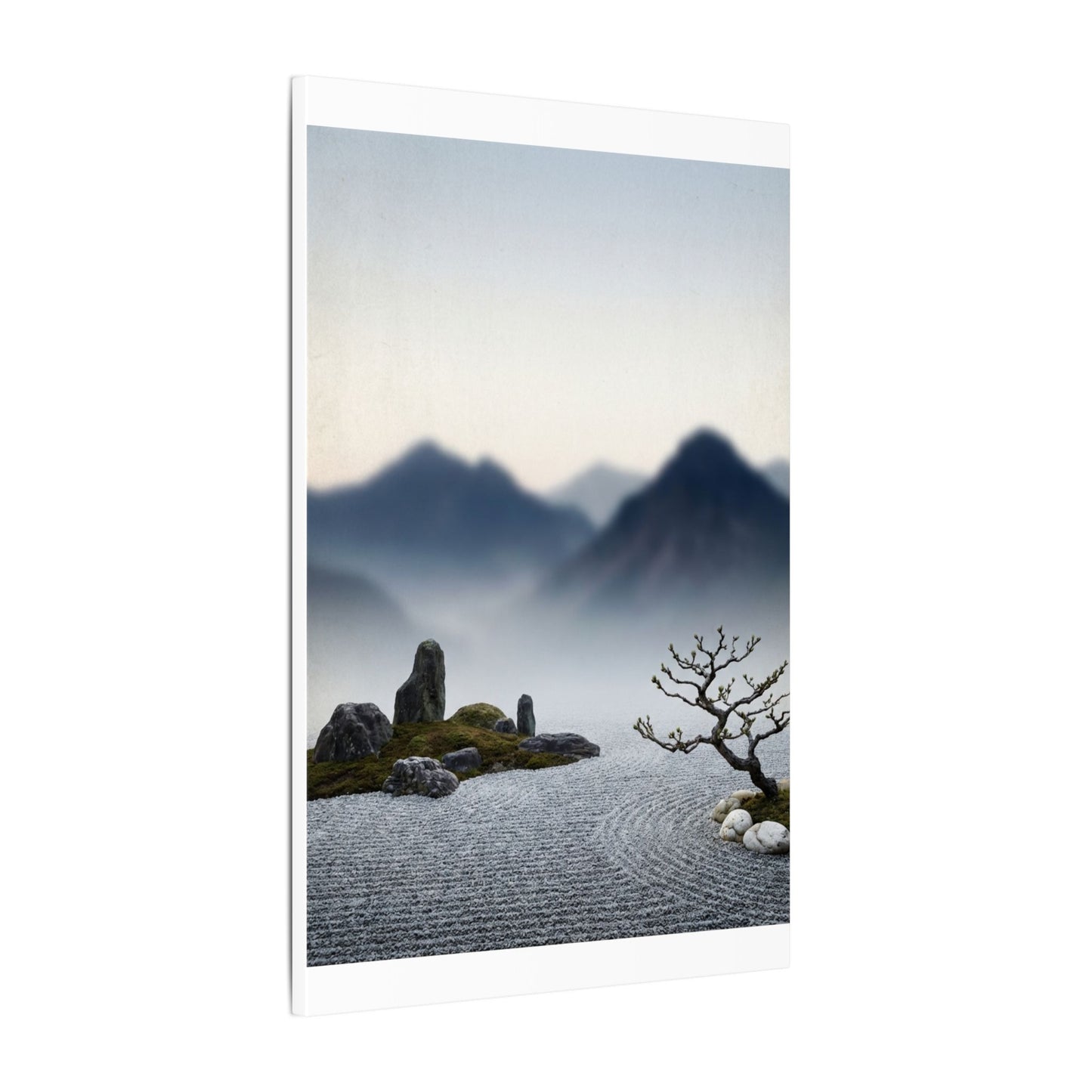 Mountain Mist Karesansui Canvas Art | Contemplative Zen Art