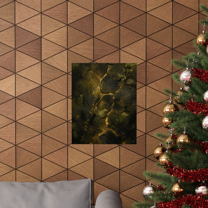 Cracked Earth Dark Texture Wall Art Print | Sophisticated Dark Japandi Art