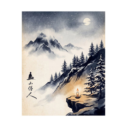 Calm Mountain Mist Wall Art Print - Ukiyo E Inspired Zen