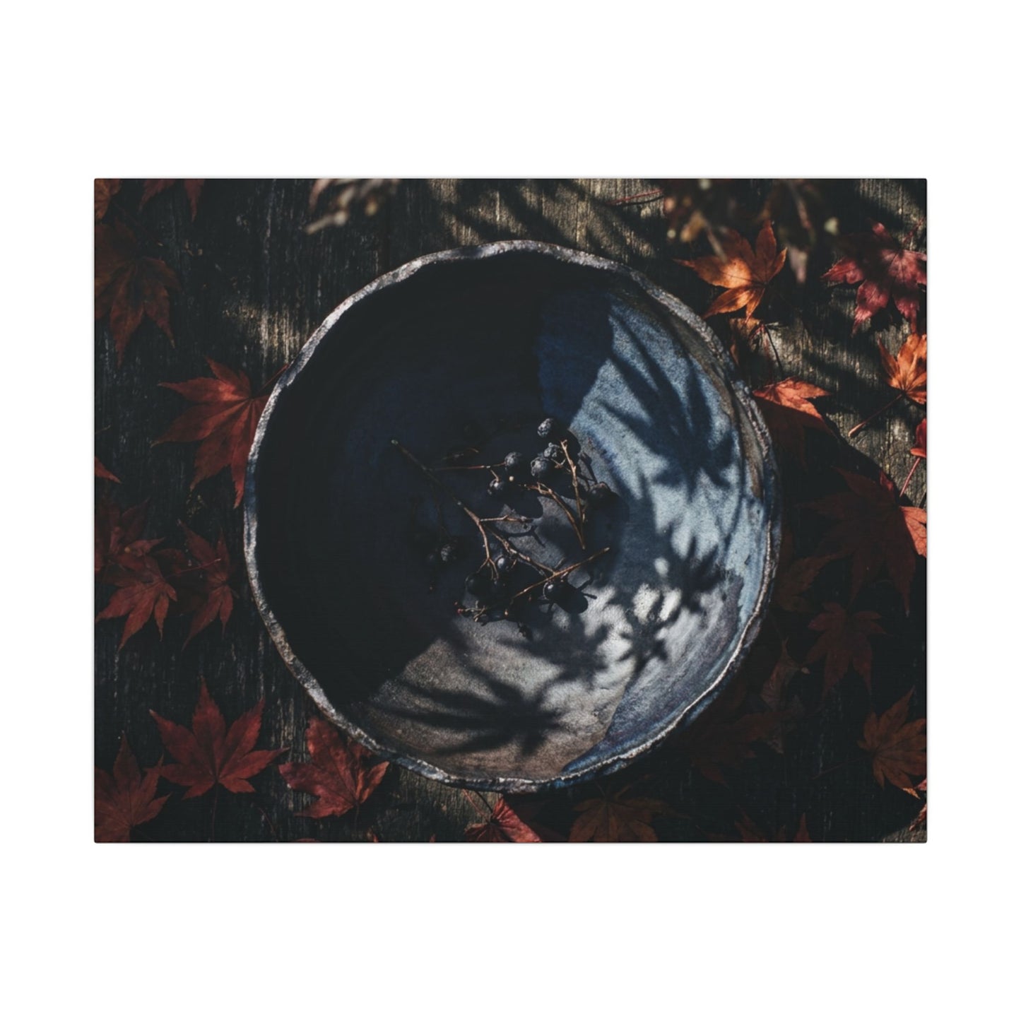 Autumn Ceramic Bowl Shadow Zen Canvas Art | Bold Decor