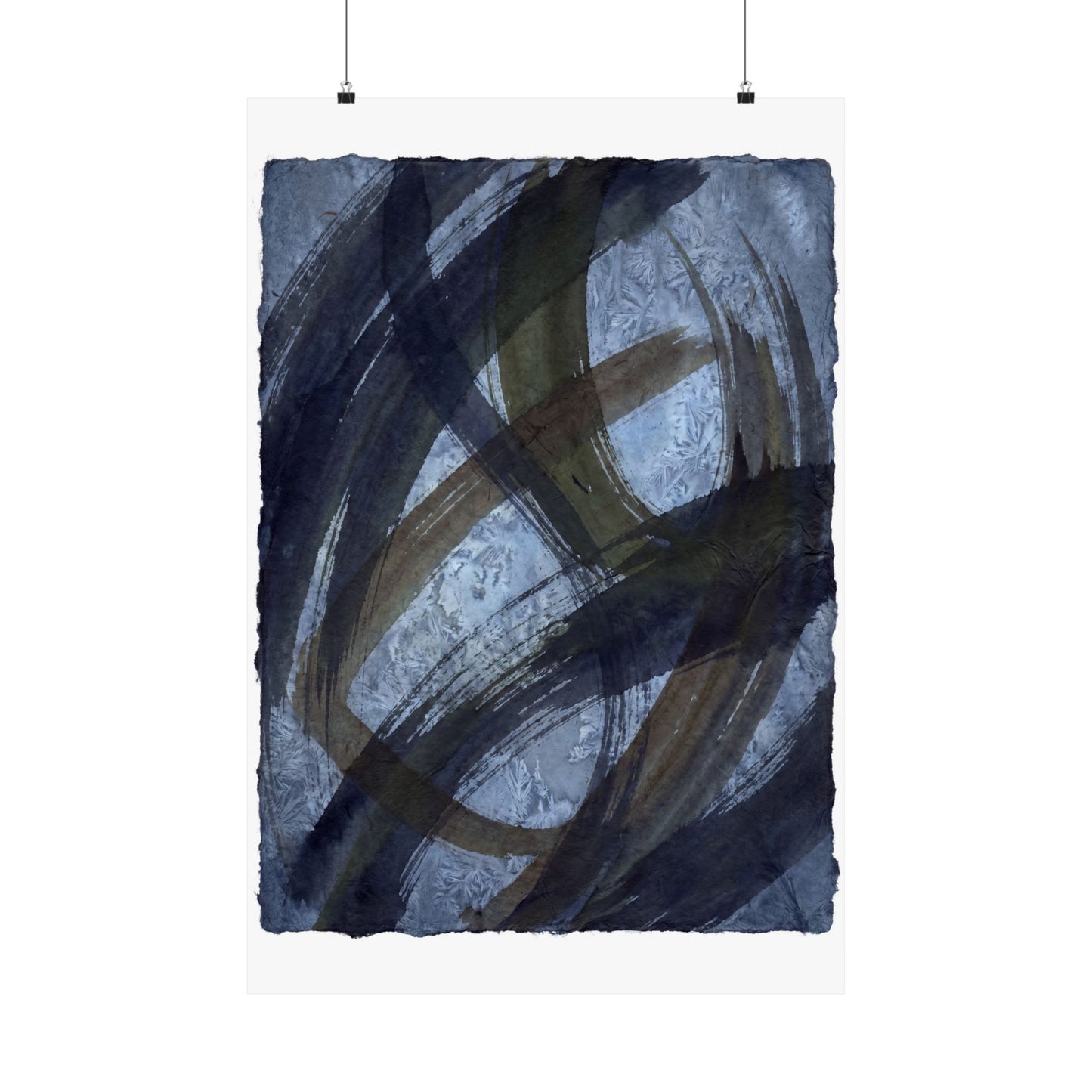 Ink Brushstroke Winter Wall Art Print | Dark Japandi Bold Design Art Print