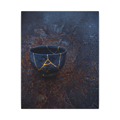 Rust Patina Winter Canvas Art | Kintsugi Healing Design