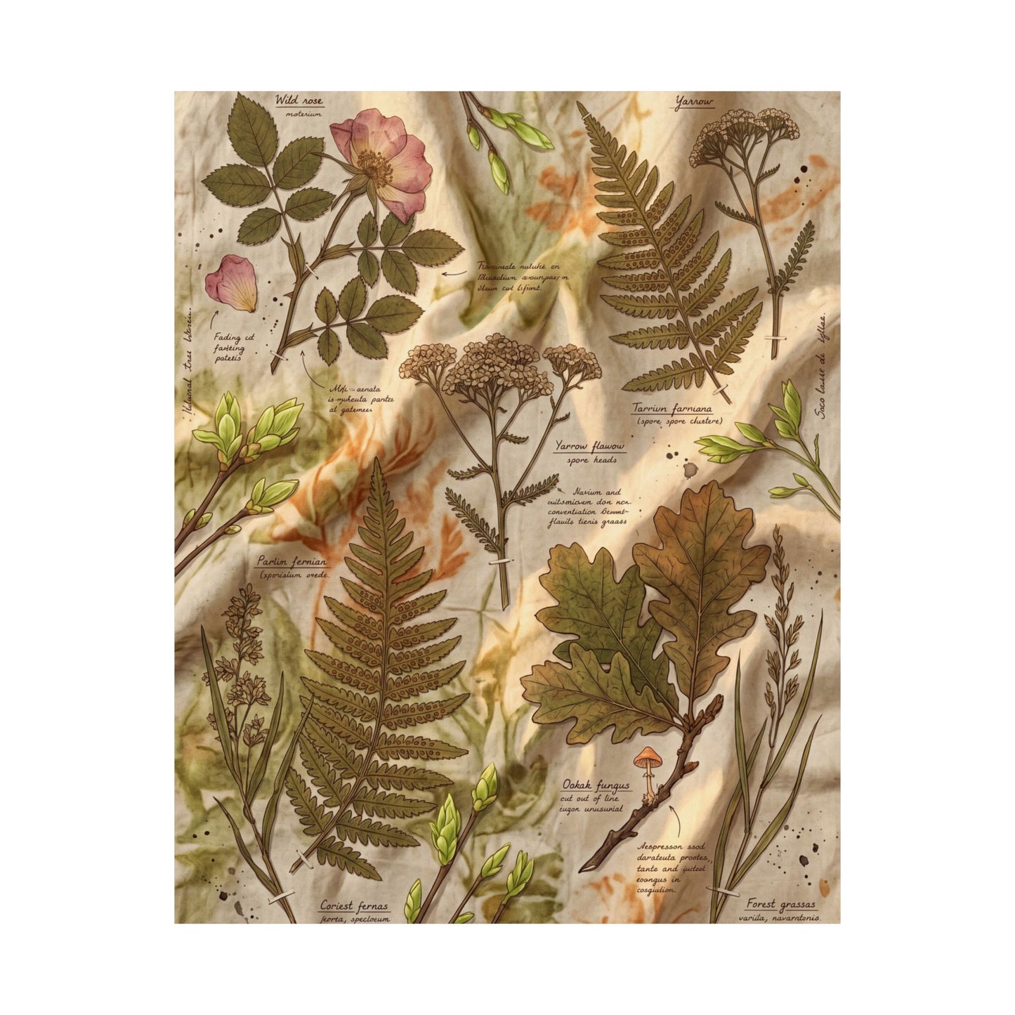Spring Silk Drape Herbarium Wall Art Print | Nostalgic Decor