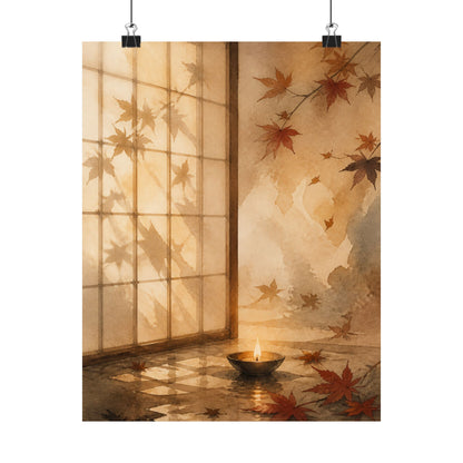 Shoji Screen Autumn Wall Art Print | Japandi Warm Design