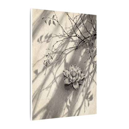 Winter Lotus Flower Sumi E Canvas Art | Contemplative Decor