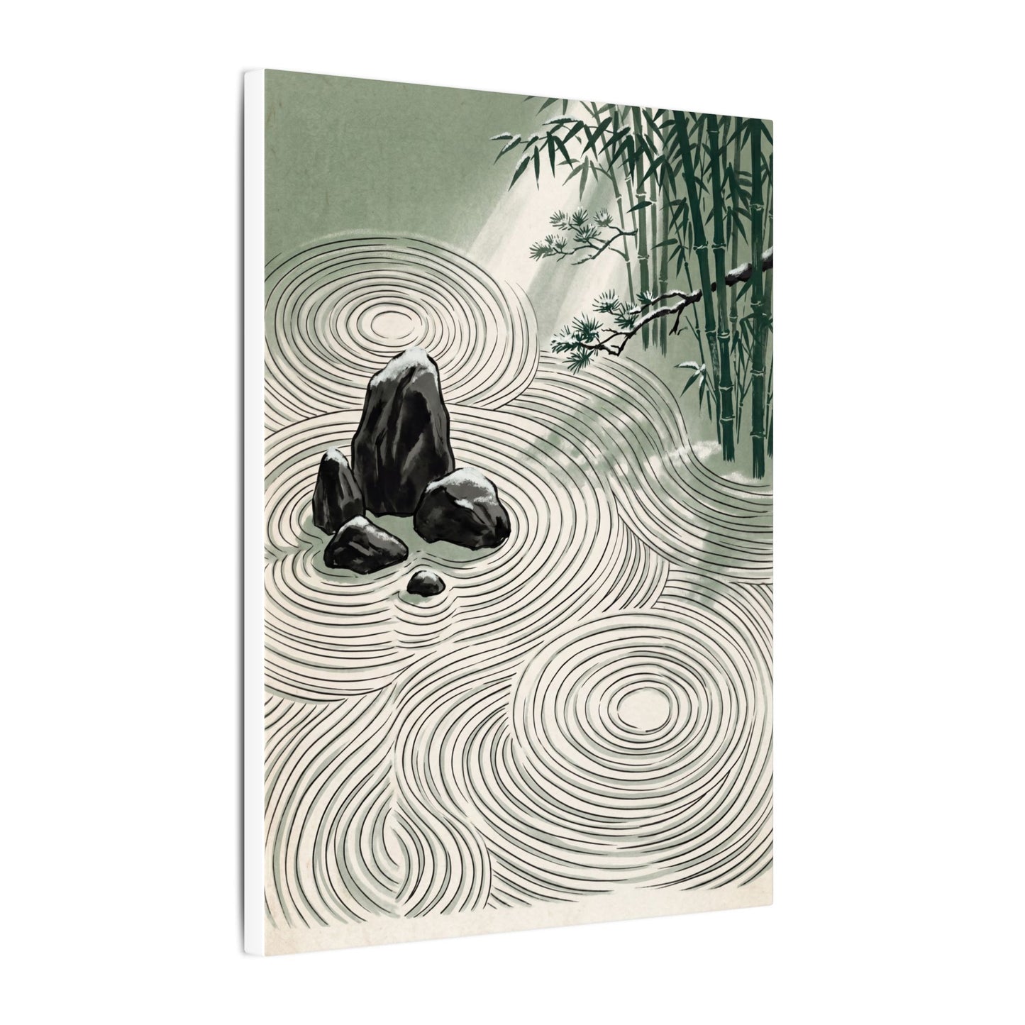 Shibui Rock Garden Canvas Art - Zen Ukiyo E Inspired