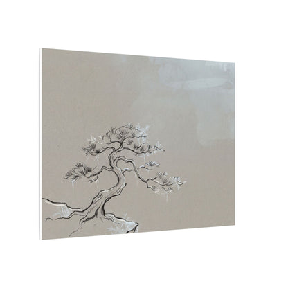 Pine Tree Minimal Line Canvas Art | Warm Japandi Art