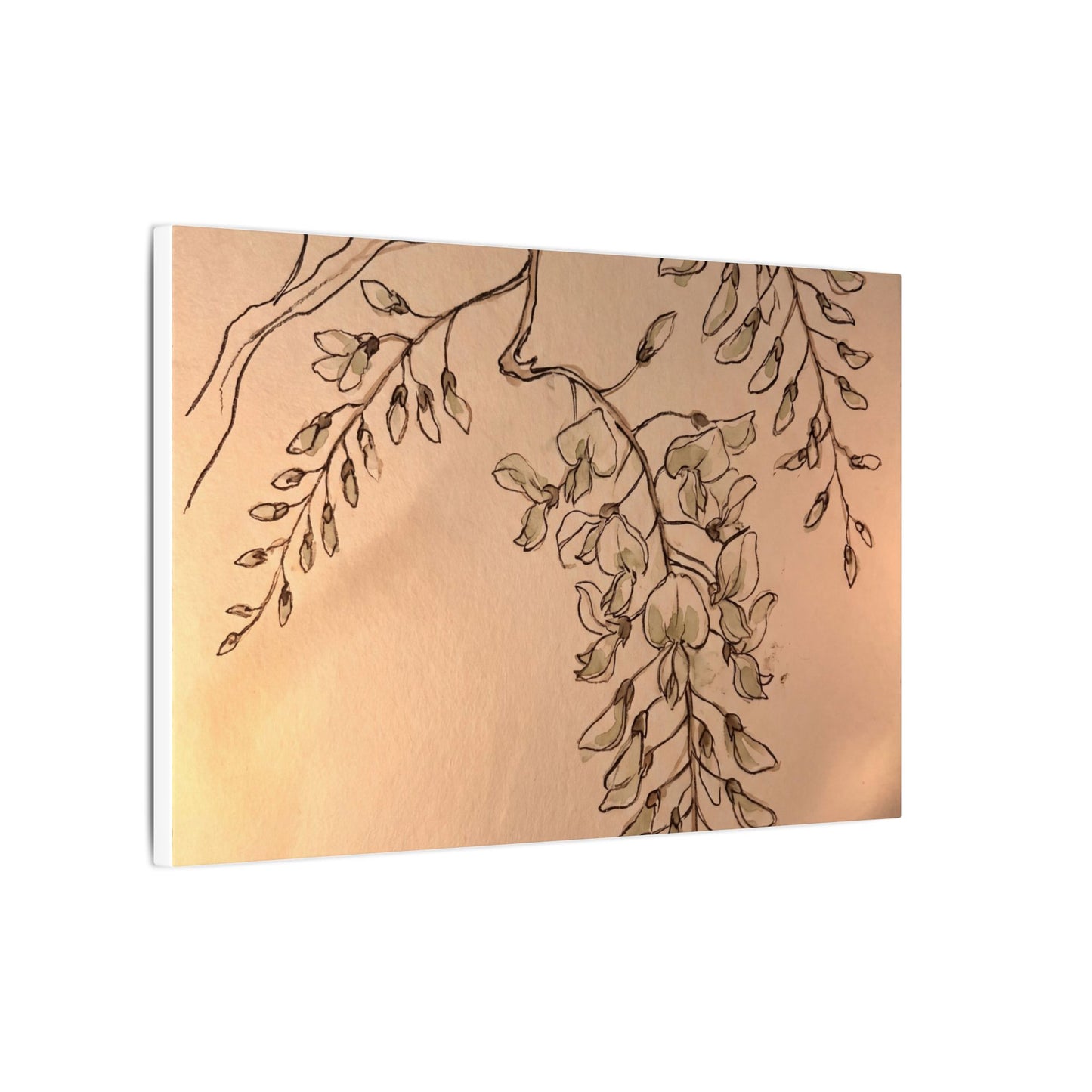 Japandi Wisteria in Candlelight | Minimal Line Canvas Art