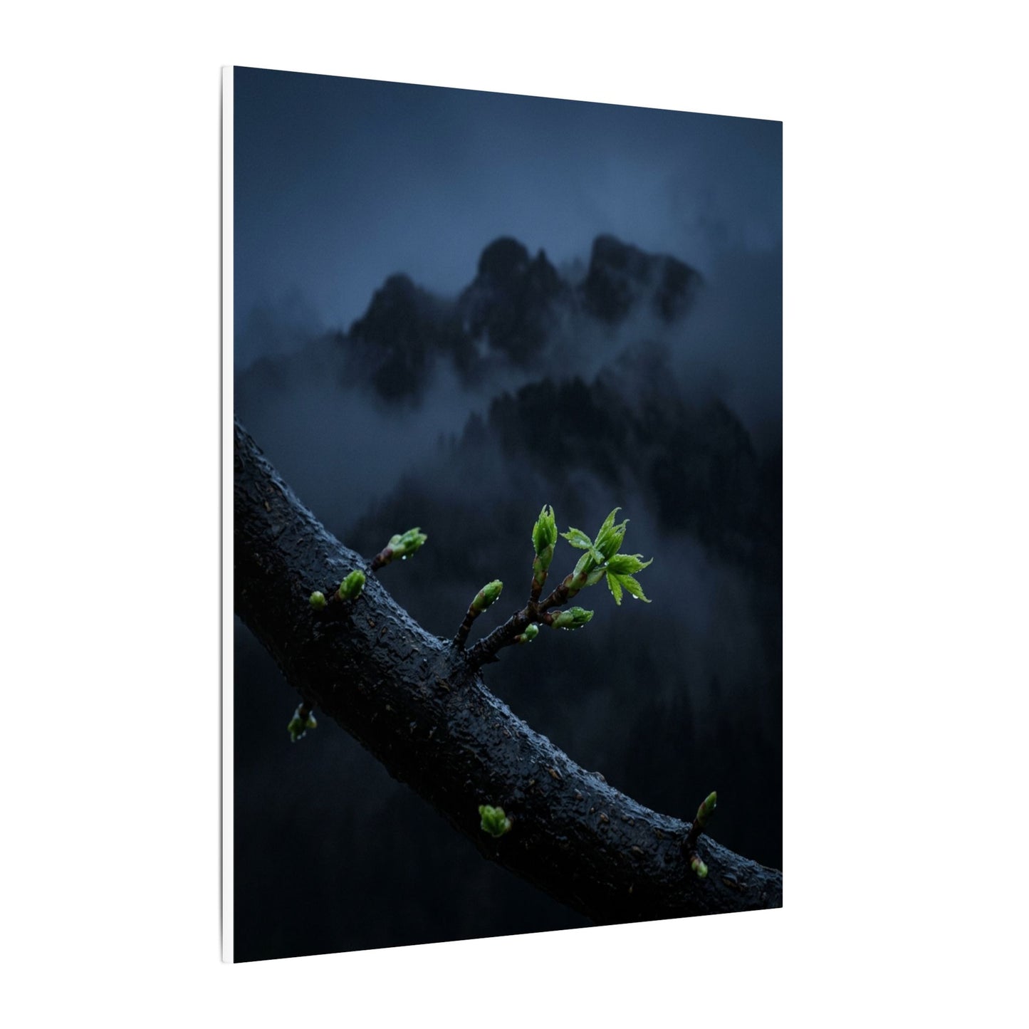 Moonlight Mountain Mist Canvas Art - Dark Japandi Kanso