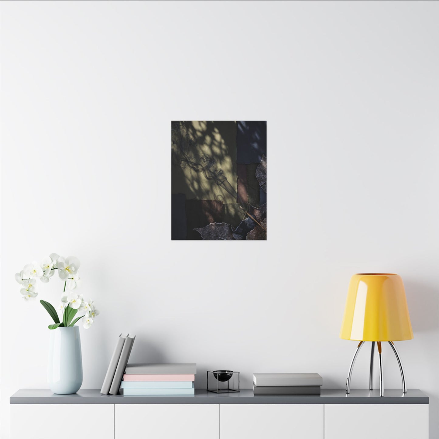 Ma Incense Smoke Canvas Art - Dark Japandi Dark Texture