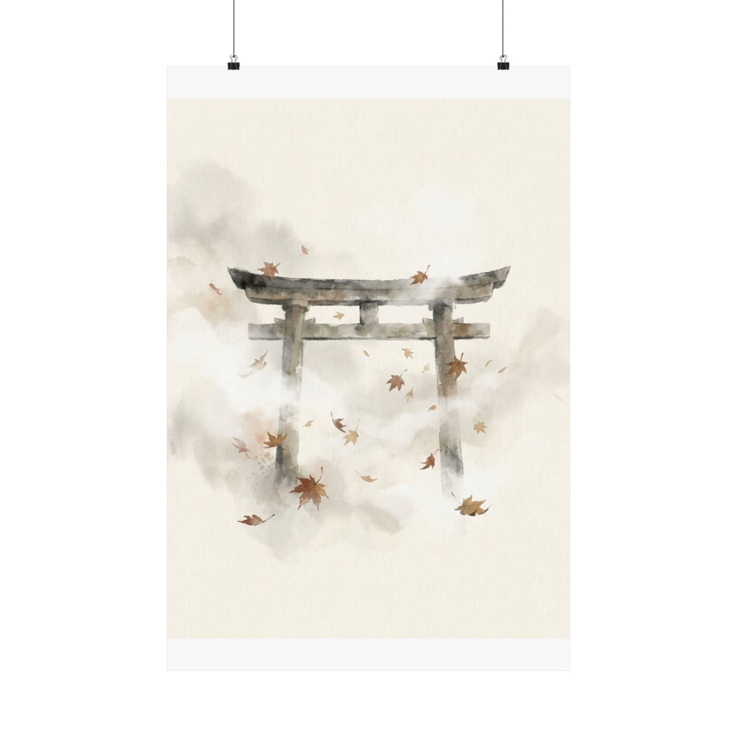 Calm Torii Gate Wall Art Print - Sumi E Zen