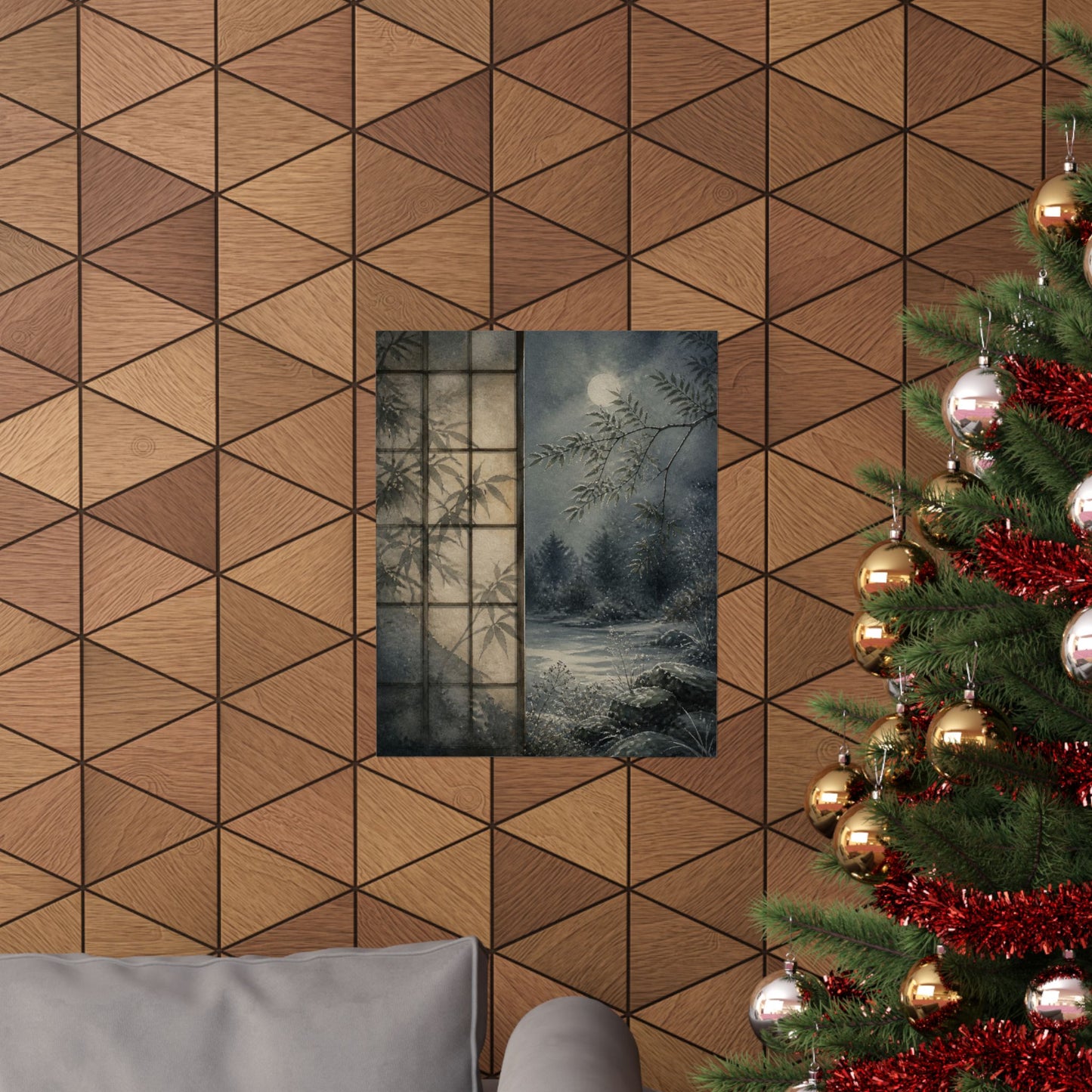 Winter Shoji Screen Watercolor Wall Art Print | Elegant Decor
