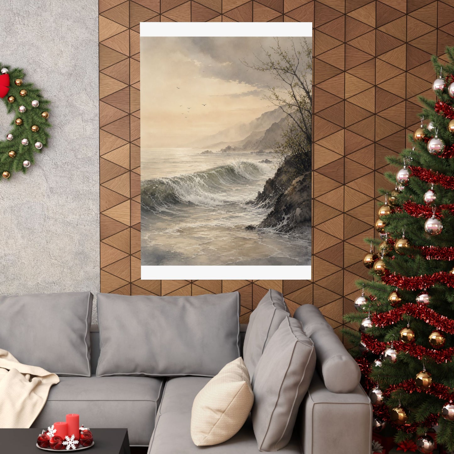 Warm Ocean Wave Wall Art Print - Watercolor Japandi