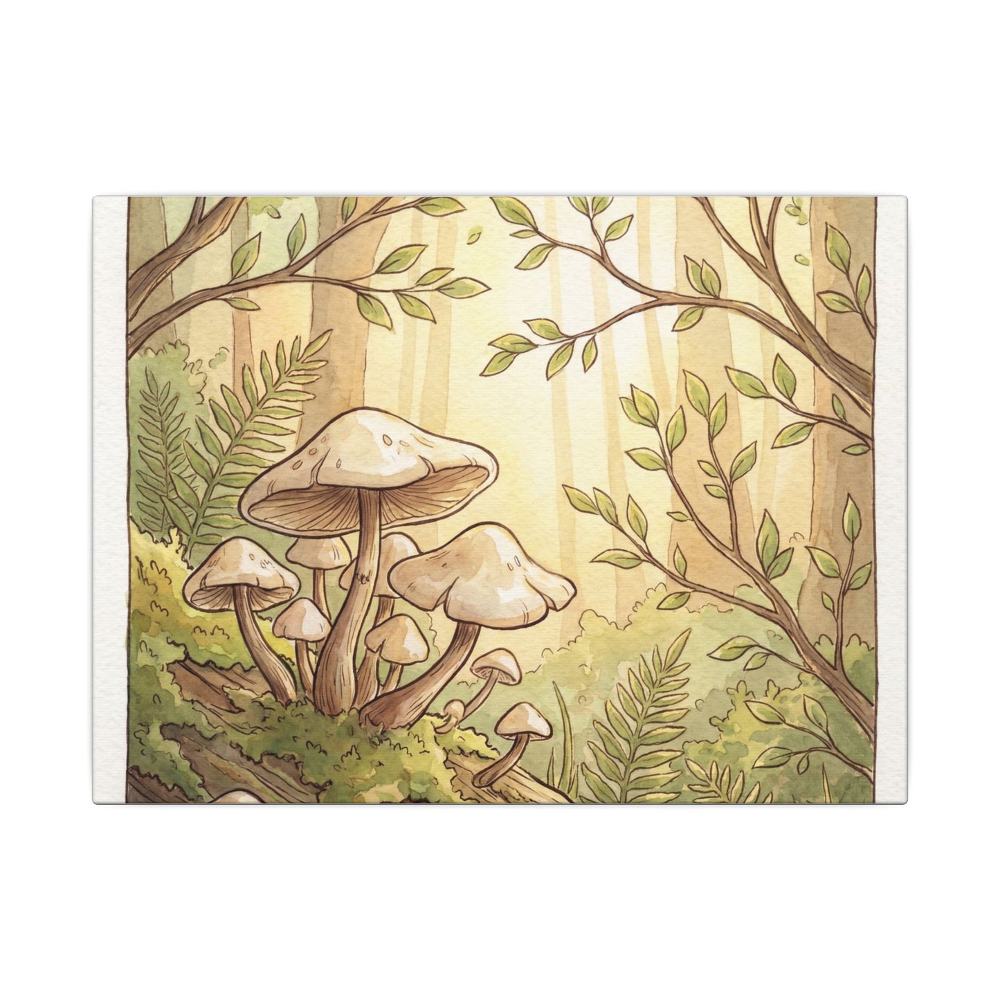 Spring Wild Mushrooms Mushroom Illustration Canvas Art | Cozy Decor Art Print