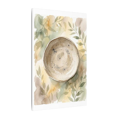 Ceramic Bowl Watercolor Canvas Art | Warm Japandi Art