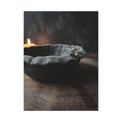Ceramic Bowl Canvas Art | Winter Dark Japandi Shadow Zen Art