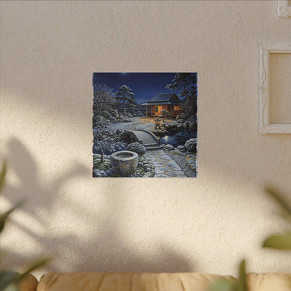 Moonlit Garden Winter Canvas Art | Kintsugi Artful Design