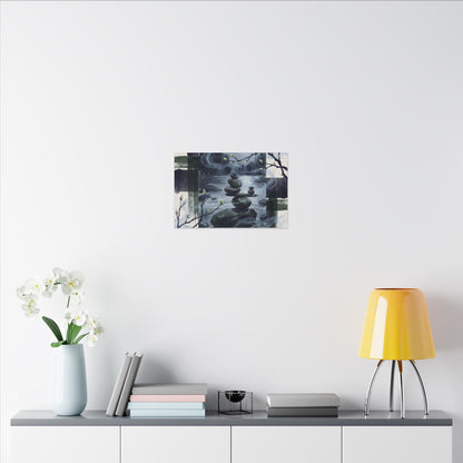 Moonlight River Stones Canvas Art - Zen Shibui
