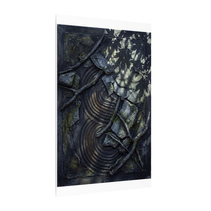 Rock Garden Canvas Art | Winter Dark Japandi Dark Texture Art