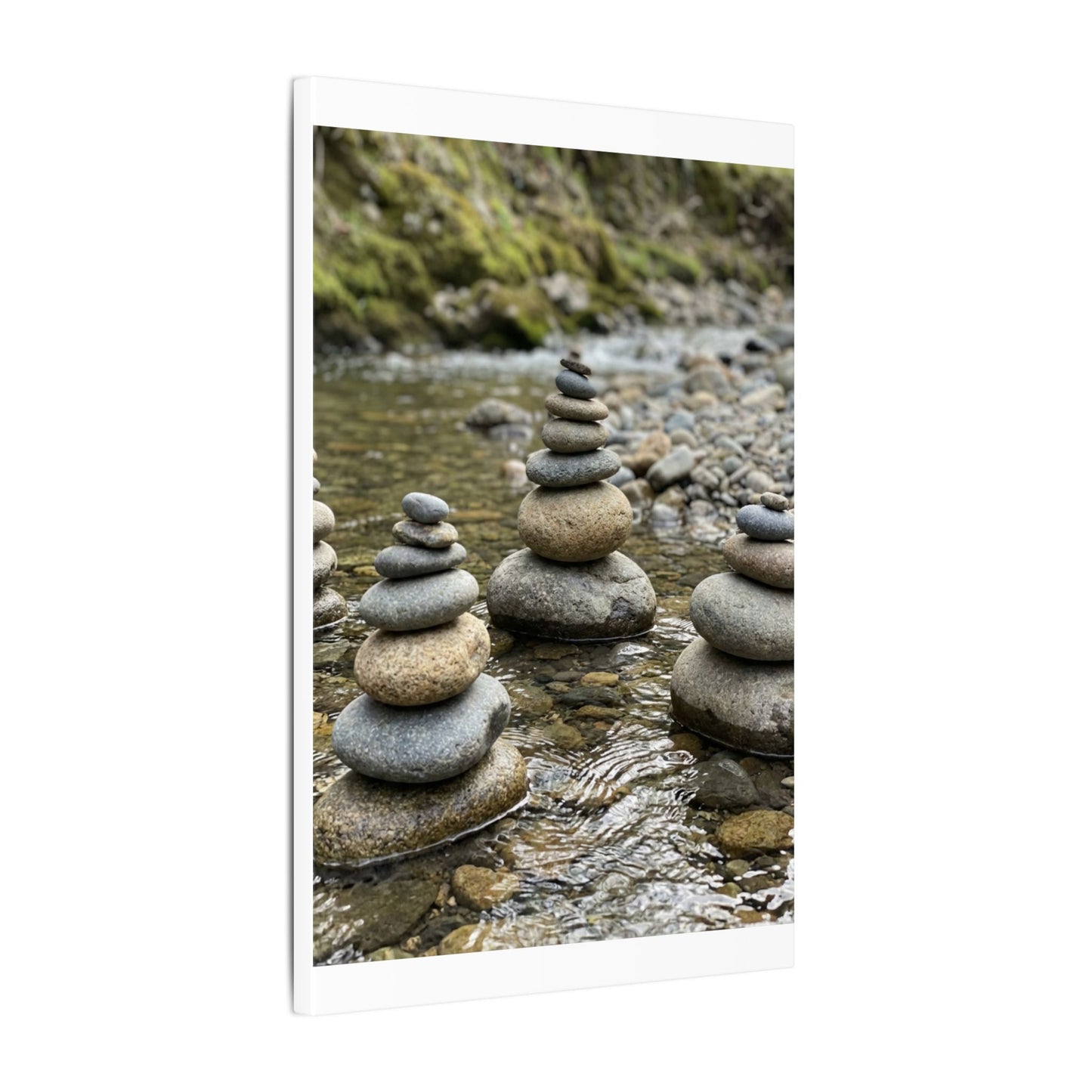 Zen River Stones in Dawn | Karesansui Canvas Art
