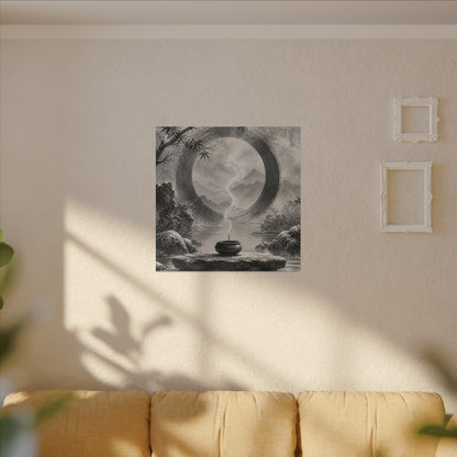 Incense Smoke Canvas Art | Winter Zen Sumi E Art