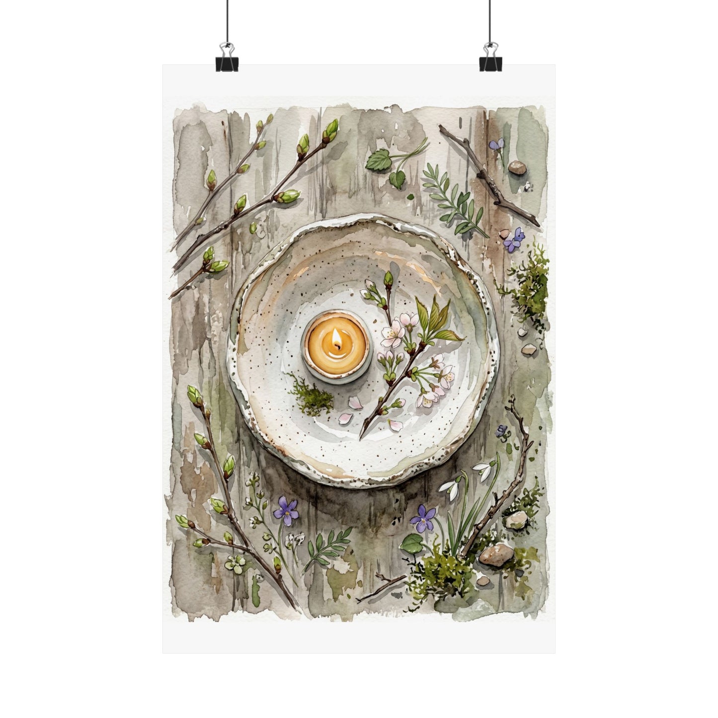 Spring Ceramic Bowl Watercolor Wall Art Print | Elegant Decor