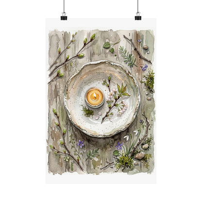 Spring Ceramic Bowl Watercolor Wall Art Print | Elegant Decor