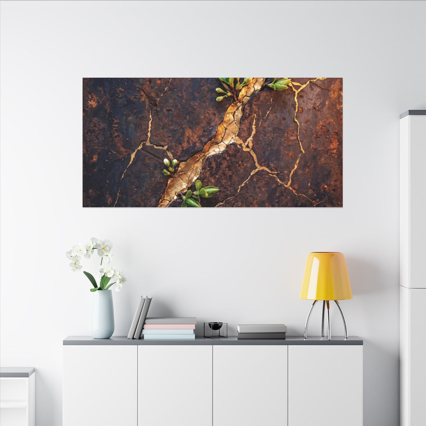 Rust Patina Spring Canvas Art | Kintsugi Resilient Design