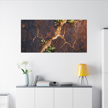 Rust Patina Spring Canvas Art | Kintsugi Resilient Design