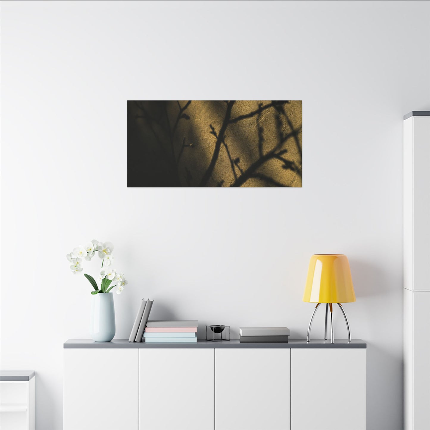 Golden Hour Shadow Play Canvas Art - Dark Japandi Seijaku