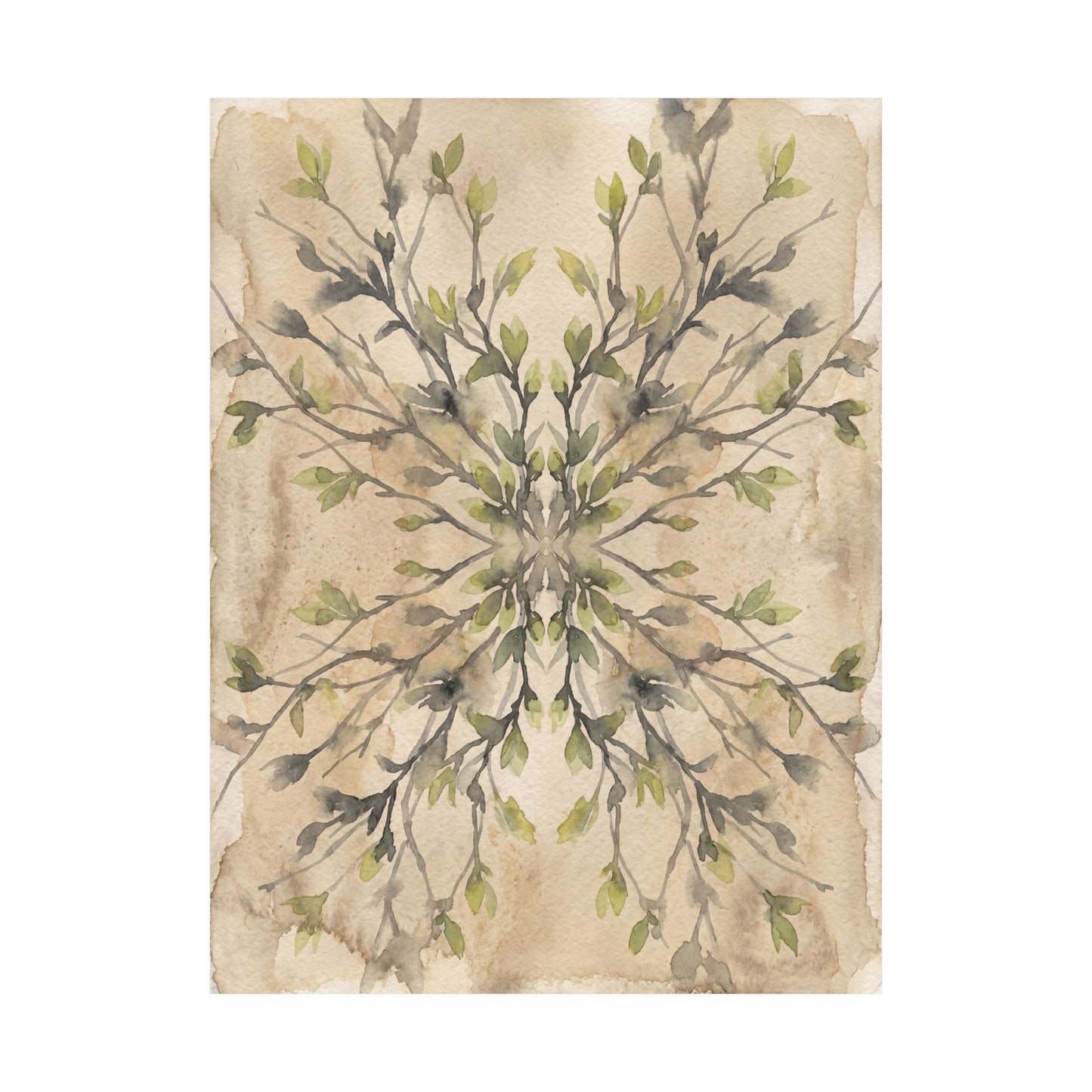 Shadow Play Watercolor Wall Art Print | Earthy Japandi Art