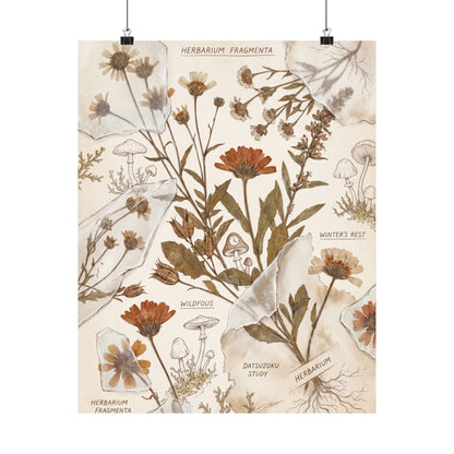 Winter Dried Flowers Herbarium Wall Art Print | Rustic Decor Art Print
