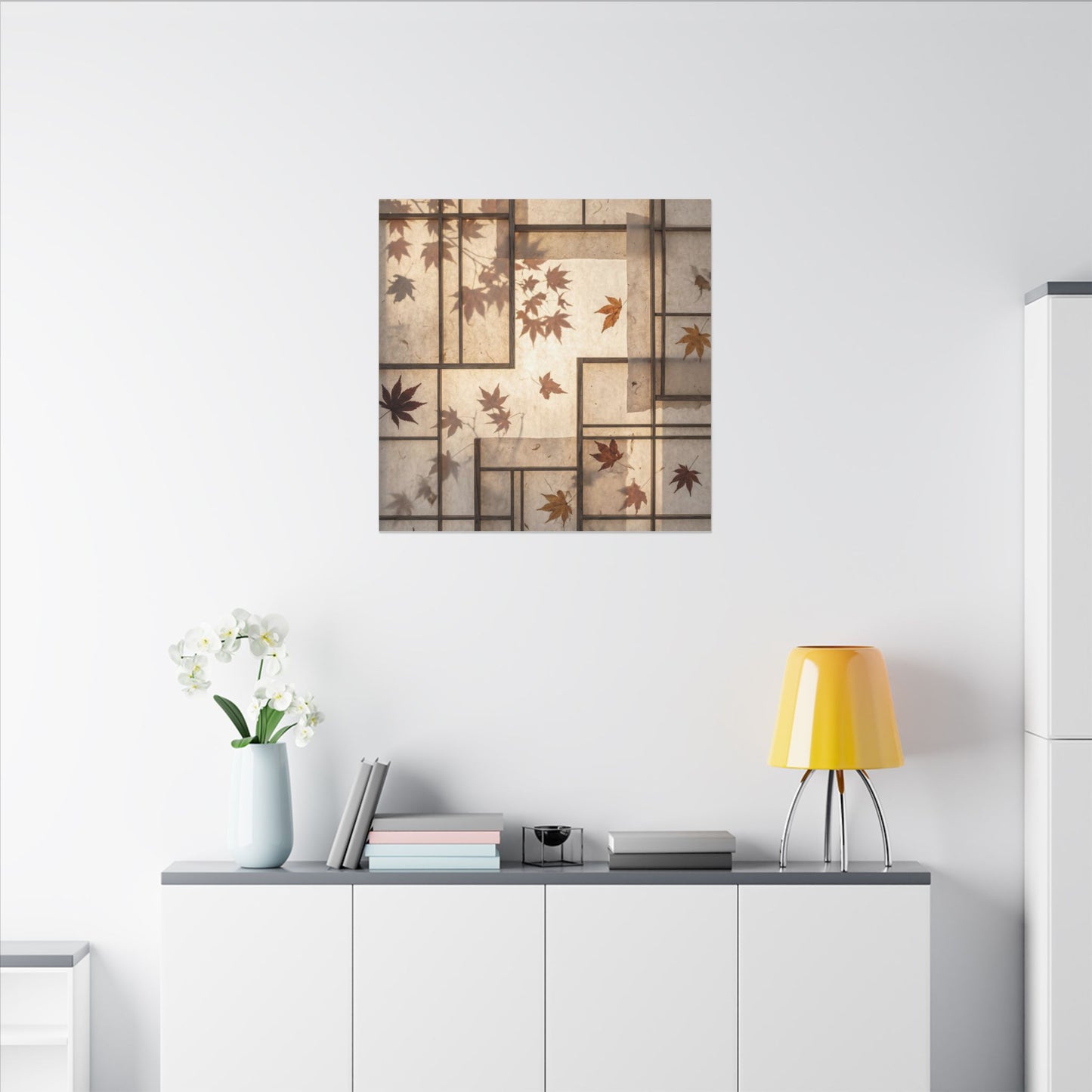 Shoji Screen Japanese Pattern Canvas Art | Neutral Japandi Art
