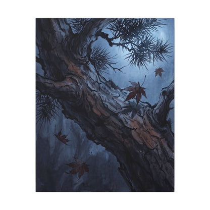 Atmospheric Pine Tree Canvas Art - Shadow Zen Dark Japandi