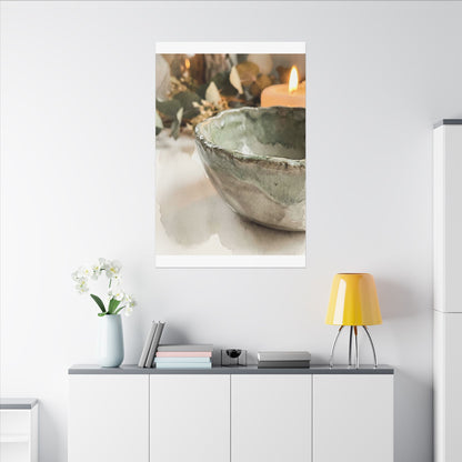 Ceramic Bowl Canvas Art | Summer Japandi Watercolor Art