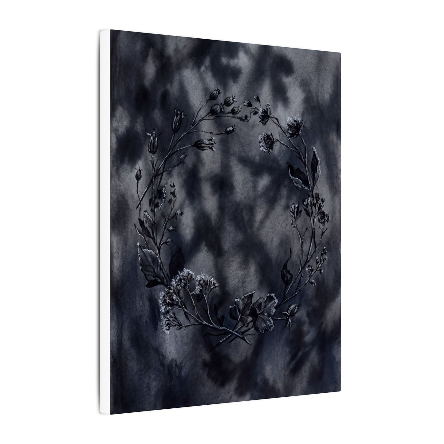 Dried Flowers Canvas Art | Winter Dark Japandi Shadow Zen Art