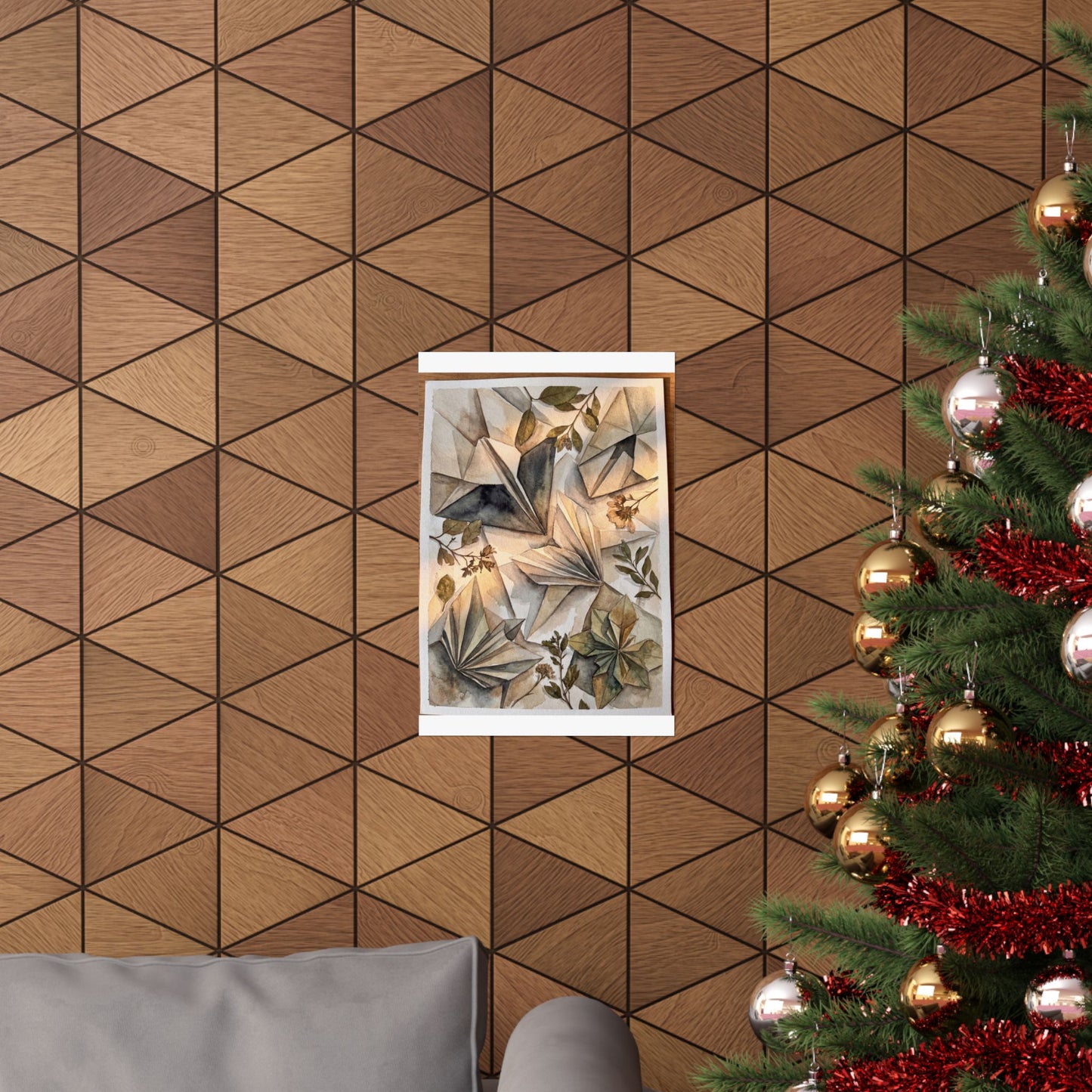 Cozy Paper Fold Wall Art Print - Watercolor Japandi