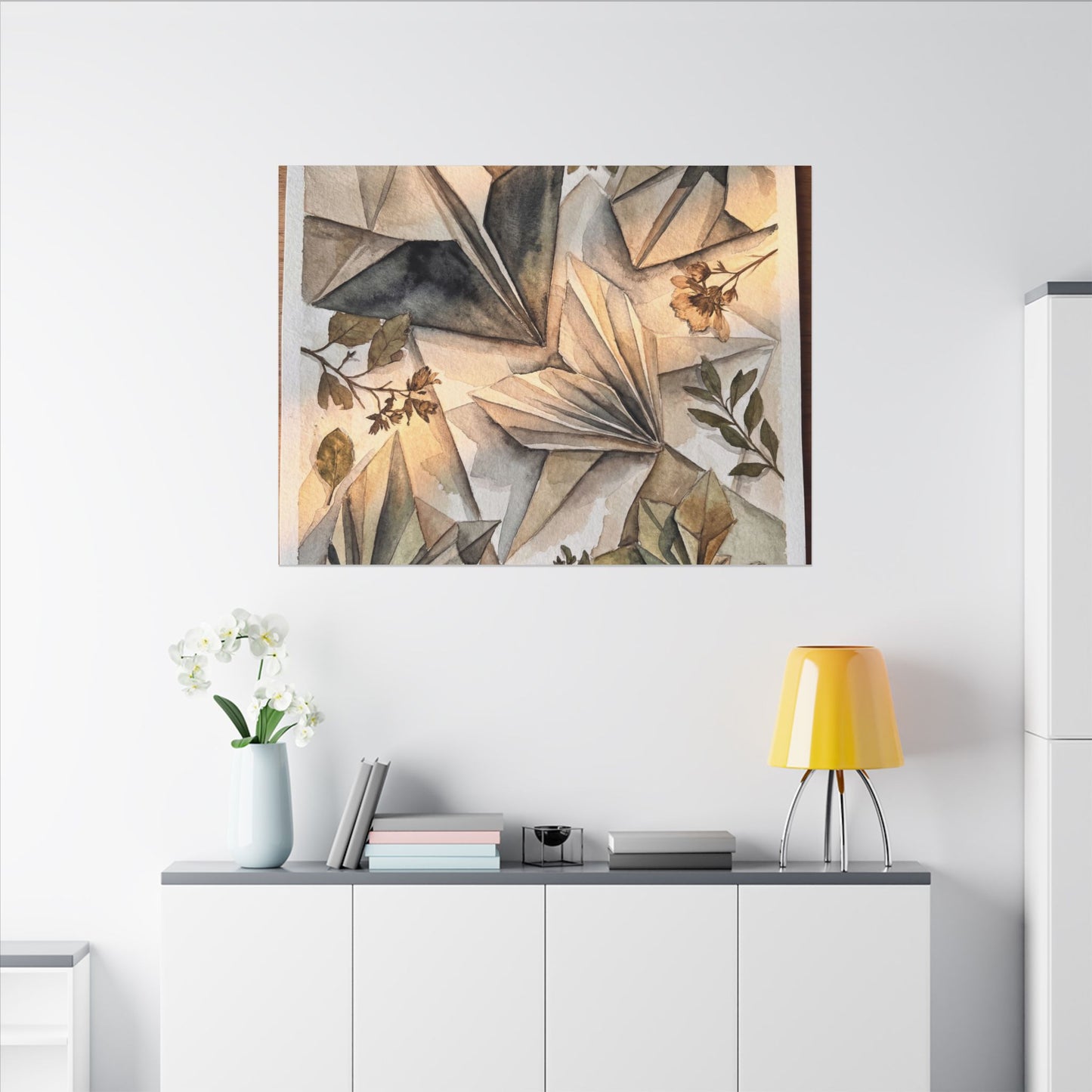 Golden Hour Paper Fold Canvas Art - Japandi Seijaku