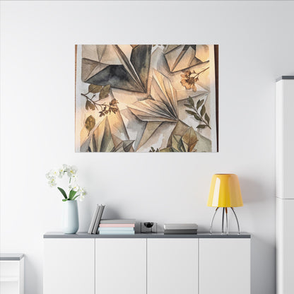 Golden Hour Paper Fold Canvas Art - Japandi Seijaku