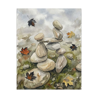 Overcast River Stones Canvas Art - Japandi Fukinsei