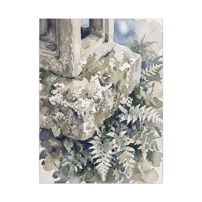 Stone Lantern Watercolor Canvas Art | Elegant Japandi Art