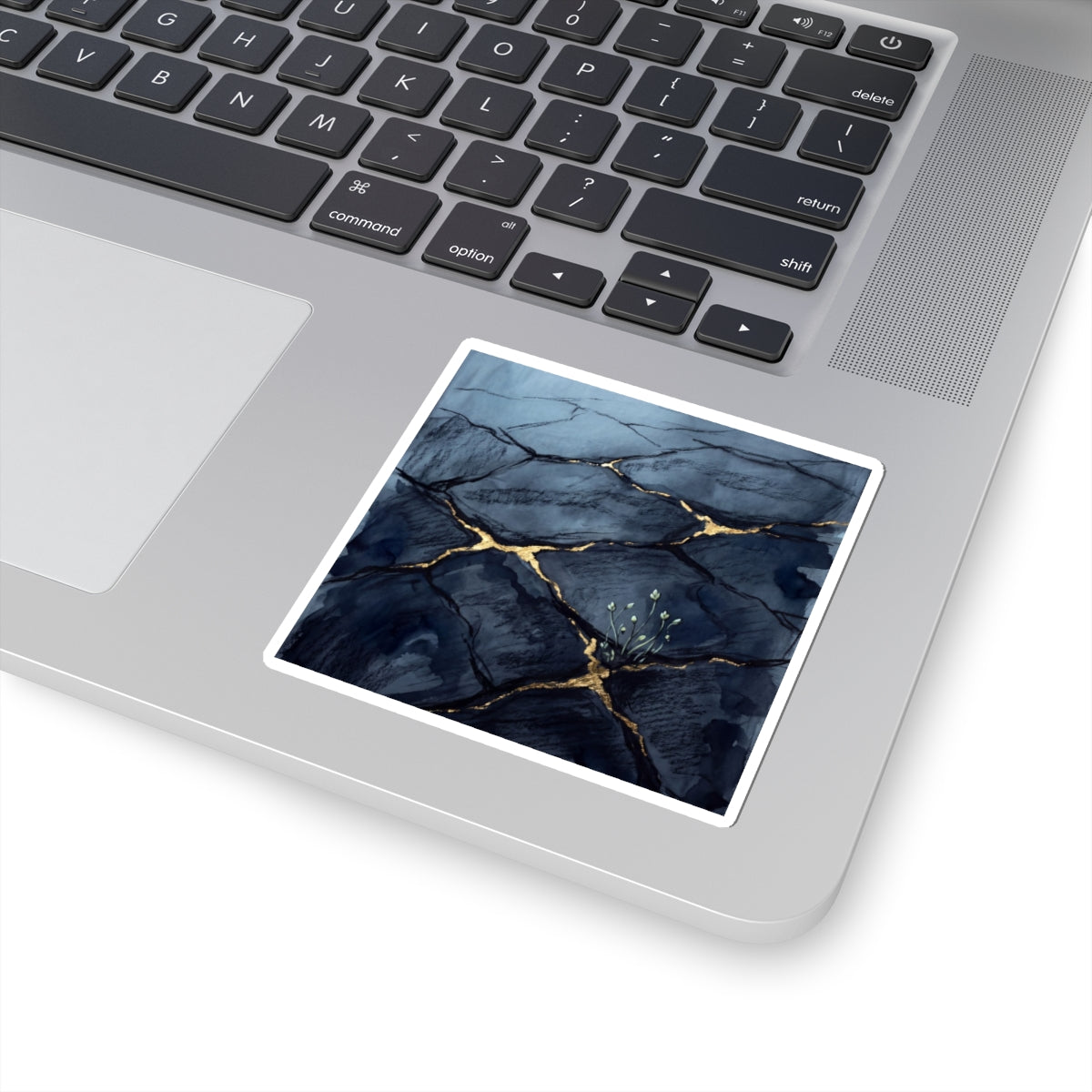 Cracked Earth Charcoal Ink Sticker | Atmospheric Dark Japandi Art Art Print