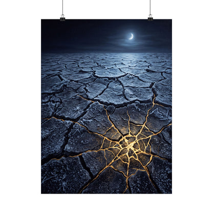 Artful Cracked Earth Wall Art Print - Gold Vein Kintsugi