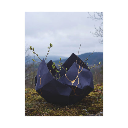 Paper Fold Canvas Art | Spring Kintsugi Gold Repair Art