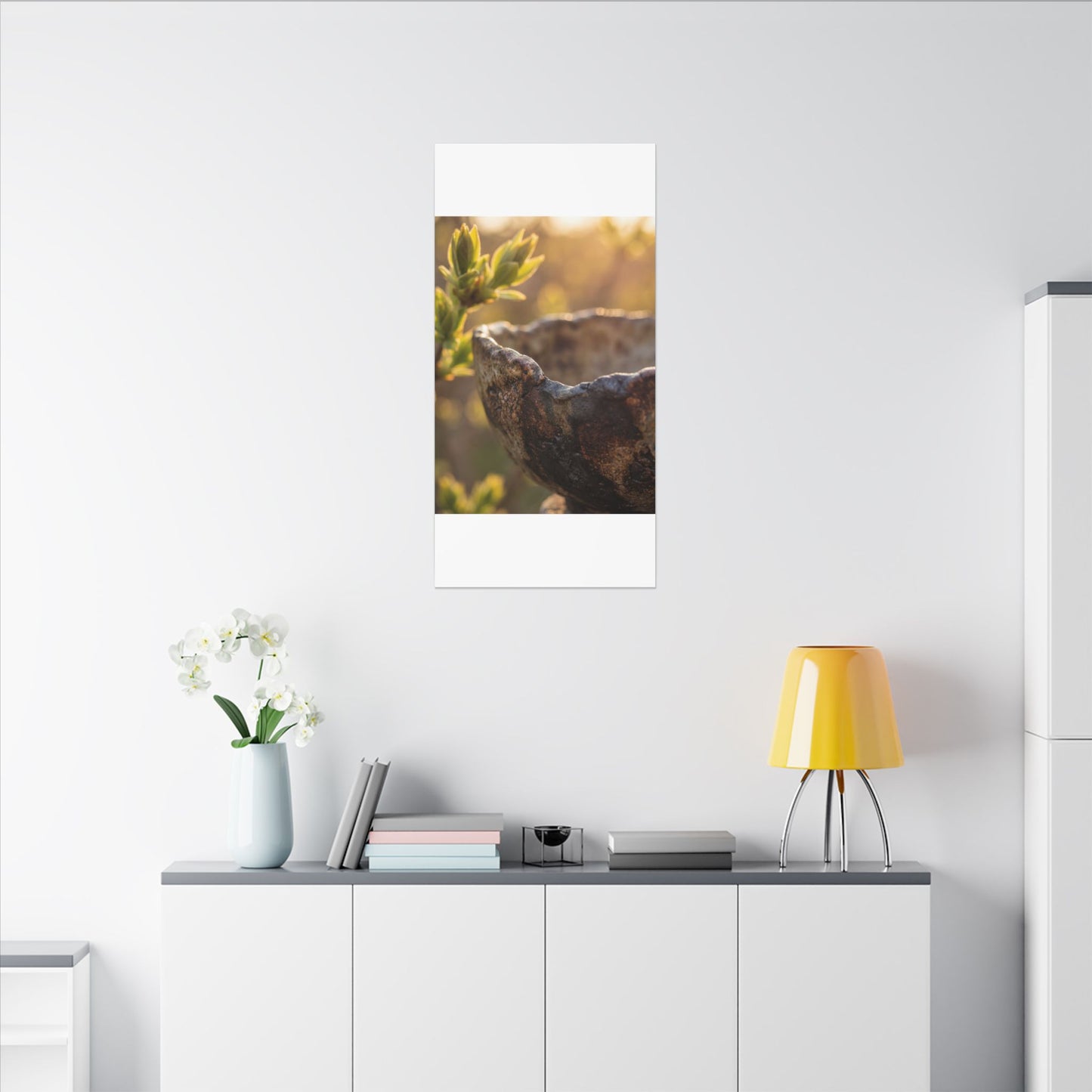 Golden Hour Ceramic Bowl Canvas Art - Dark Japandi Ma