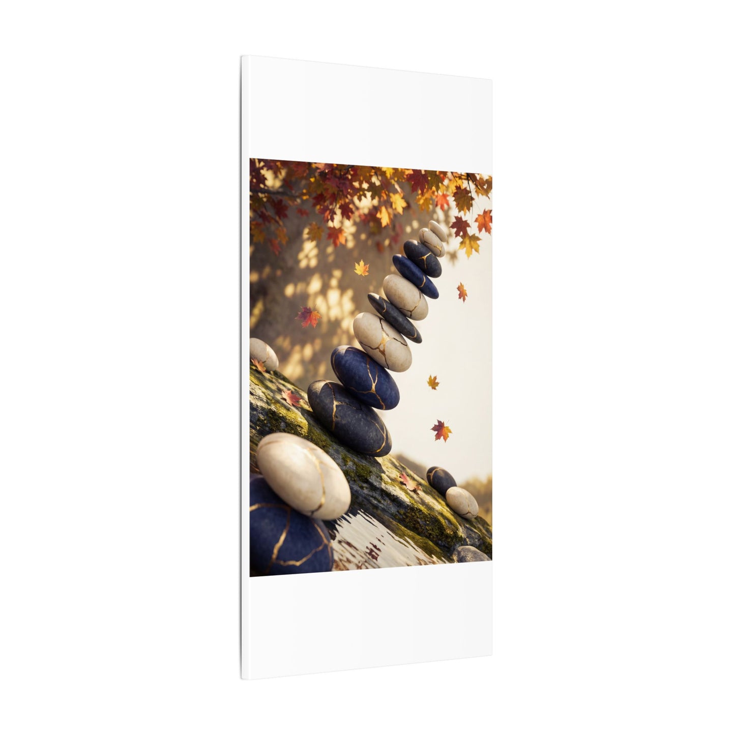 Ma River Stones Canvas Art - Kintsugi Gold Vein
